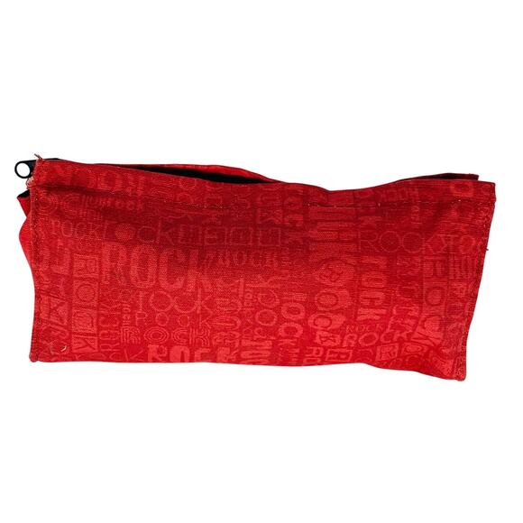 Cosmetic Bag Small Red Zipper Fabric Rock Pencil 8" x 4" Makeup Pouch Clutch - Picture 2 of 10